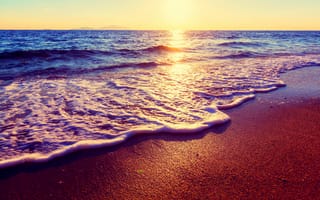Обои Sunset, beach, scenery, sky, sunrise, landscape, sand, beautiful, ocean