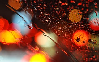 Картинка rain, огни, Bokeh, стекло