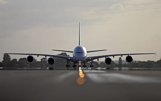 Картинка аэропорт, полоса, a380, самолет, Лайнер, airbus, взлет, air france