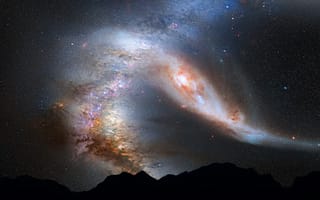 Картинка m31, Млечный путь, галактика, слияние, андромеда