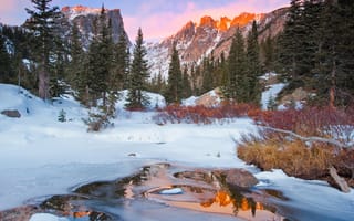 Картинка зима, Природа, горы, лес, река