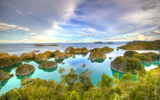 Картинка тропики, besir, west papua, яхты, острова, индонезия