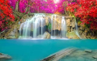 Картинка waterfall, осень, водопад, water, Пейзаж, autumn