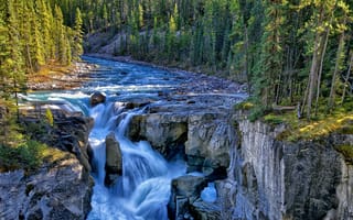 Картинка sunwapta falls, jasper national park, canada, водопад, sunwapta river, канада