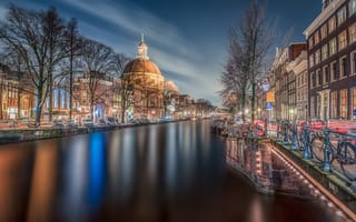 Картинка ночь, обработка, Amsterdam, north holland