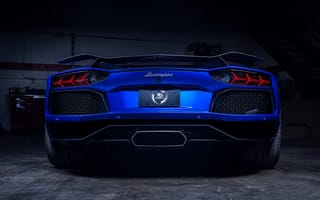 Картинка xclusv autosports, blue, matte, spoiler, supercar, Lamborghini, rear
