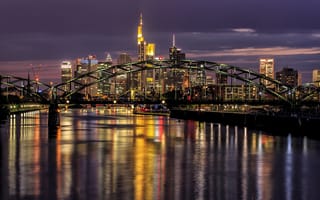 Картинка ночной город, франкфурт-на-майне, Germany, германия