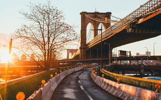 Картинка Бруклинский мост на закате