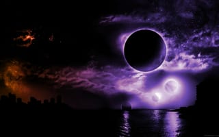 Картинка Фиолетовое затмение в ночи