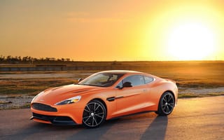 Картинка оранжевы, автомобиль, aston, vanquish, martin