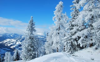 Картинка зима, снег, склон, гора