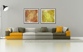Картинка диван, желтый, картины