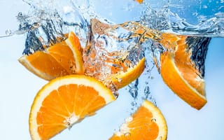 Картинка еда, апельсины, вода