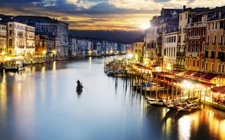 Картинка природа, страны, ночь, венеция, архитектура, река