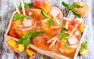 Картинка персики, коктейль, peaches, cocktail
