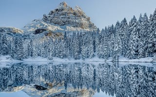 Картинка снег, зима, lake, озеро, mountain, гора