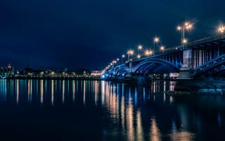Картинка страны, архитектура, мост, ночь, река
