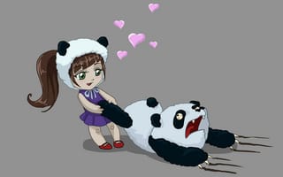 Картинка девочка, панда, игра, юмор