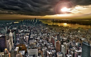 Картинка нью-йорк, небоскребы, рассвет