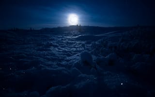 Картинка закат, зима, луна