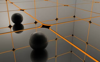 Картинка Черные шары в оранжевой сети