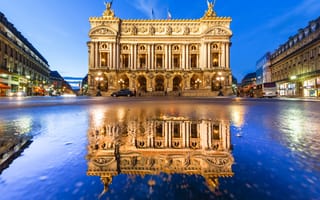 Картинка отражение, здание, palais garnier, france, париж, гранд-опера, франция, paris, опера гарнье