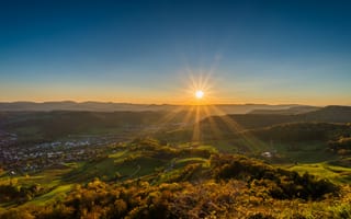 Картинка рассвет, высота, лучи, солнце