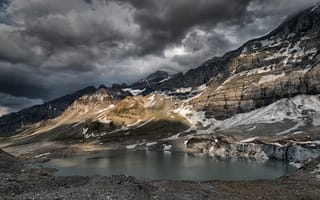 Картинка горное озеро, гора, снег