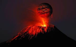 Картинка вулкан, шар, магма, лава, извержение