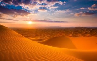 Картинка пустыня, барханы, дюны, закат, песок