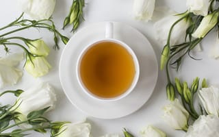 Картинка чашка, чай, розы, цветы