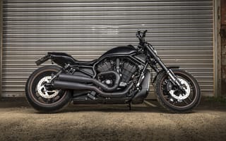Картинка мотоцикл, черный, ворота, гараж