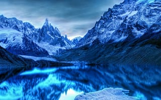 Картинка горы, озеро, синева, Озеро в горах