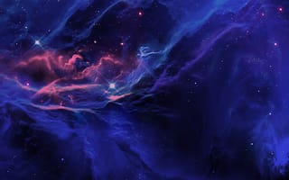 Картинка туманность, звезды, космос, фиолетовый