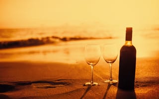 Картинка пляж, вино, песок, бокалы