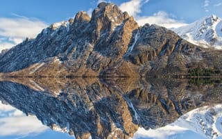Картинка гора, скалы, отражение, водоем