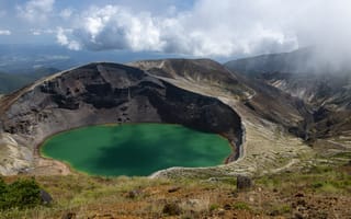 Картинка вулкан, озеро, высота, гора