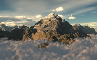 Картинка гора, над облаками, вершина