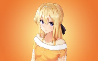 Картинка девочка, аниме, оранжевый