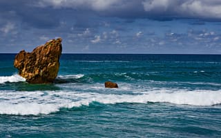 Картинка камень, скала, море, горизонт
