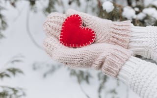 Картинка варежки, рукавицы, зима, сердце