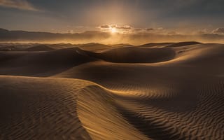 Картинка пустыня, дюны, барханы, песок, закат