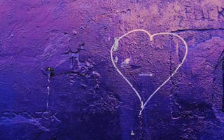 Картинка стена, штукатурка, фиолетовый, сердце
