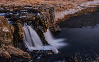 Картинка водопад, скала, речка
