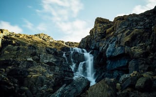 Картинка скала, камни, водопад