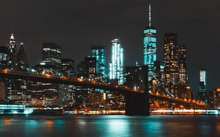 Картинка new-york, город, огни, вечер, небоскребы