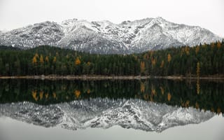 Картинка природа, горы, снег, деревья, вода