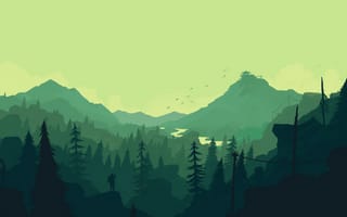 Картинка пейзаж, горы, силуэт, зеленый