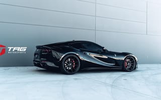 Картинка ferrari, черная, вид сбоку, спорткар