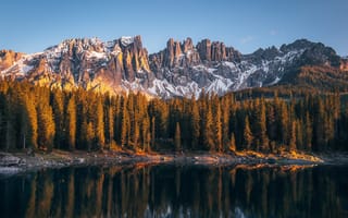 Картинка лес, осень, озеро, горы, Озеро в горах, Осенний лес